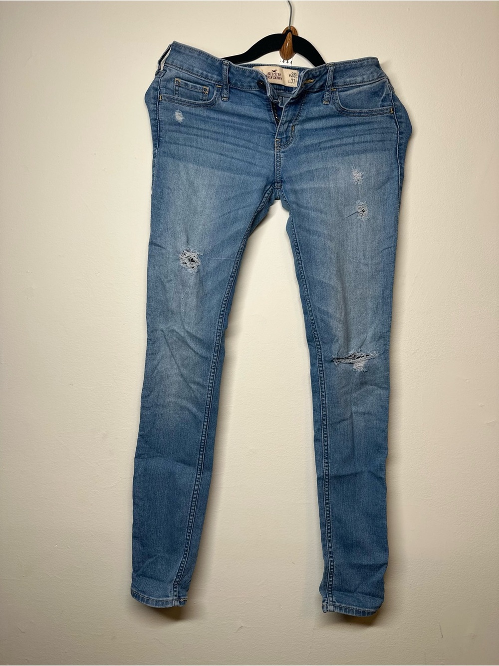 Hollister Jeans Womens 3R W26 L31 Super Skinny Distressed Medium Wash Denim
